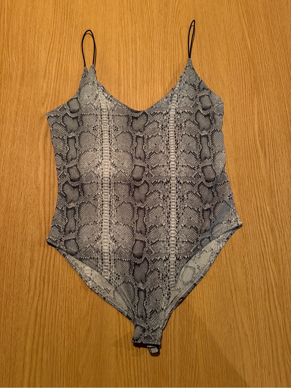 Womens Snake Print One-Piece bodysuit Gray snakeskin